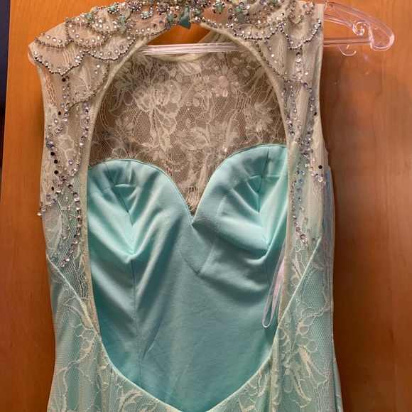Beaded and Lace Mermaid Prom Dress - Picture 7 of 7